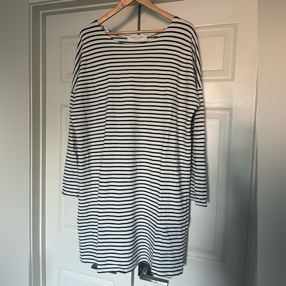 Sonnet James Ava Dress White/Navy Stripe